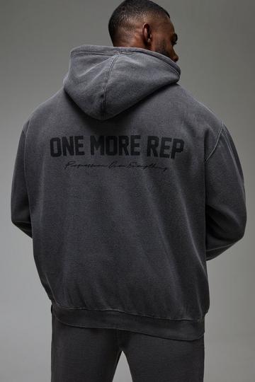 Man Active One More Rep Oversized Washed Hoodie black
