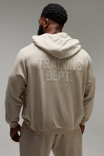 Stone Beige Man Active Training Dept Washed Oversized Hoodie