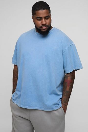 Blue Plus Oversized Acid Wash T-Shirt