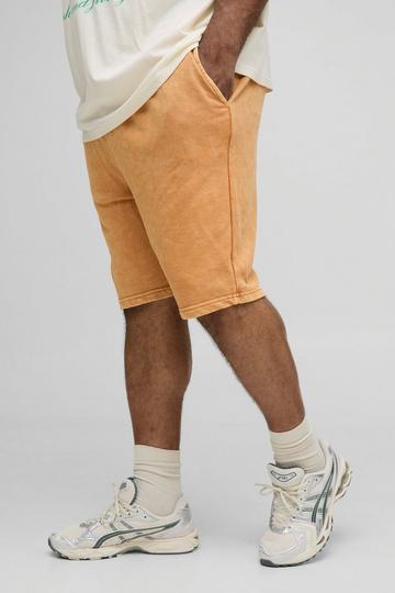 Plus Baggy Acid Wash Gebleekte Jersey Shorts orange