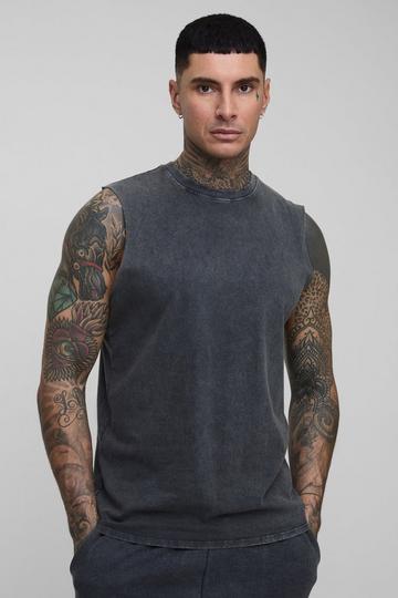 Tall Acid Wash Regular Fit Tank black