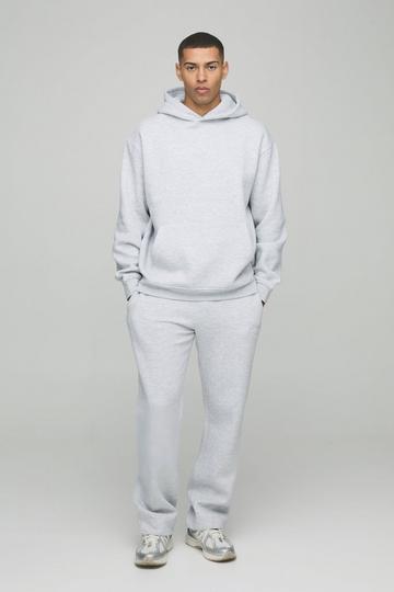 Oversized Man Trainingspak Met Capuchon, Debossing En Panelen grey marl