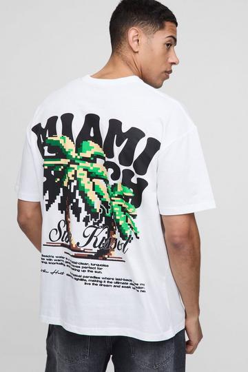 Oversized Miami Beach Palm Tree Print T-Shirt white