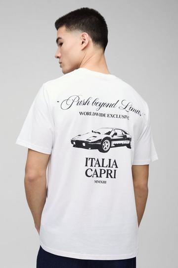 Italia Capri Car Print T-Shirt white