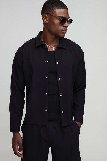 Oversized Pleated Overshirt black