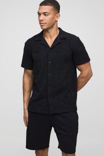 Regular Fit Revere Towelling Shirt black