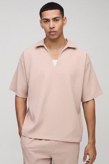 Oversized Overhead Pleated V-Neck Shirt taupe