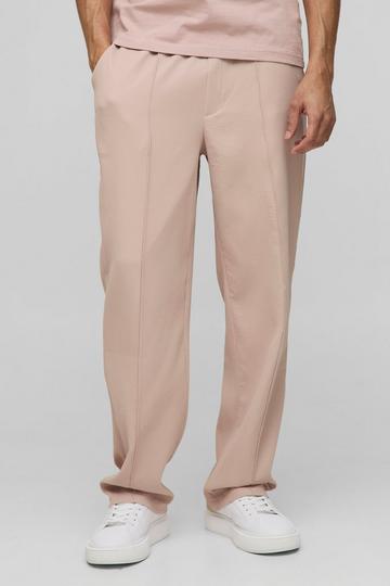 Relaxed Fit Elasticated Waist Pleated Trousers taupe