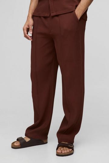 Relaxed Fit Elasticated Waist Pleated Trousers chocolate