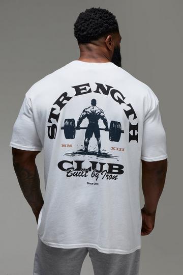 Man Active Strength Club Oversized Extended Neck T-shirt white