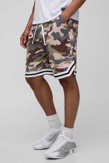 Short de basket en mesh à imprimé camouflage green