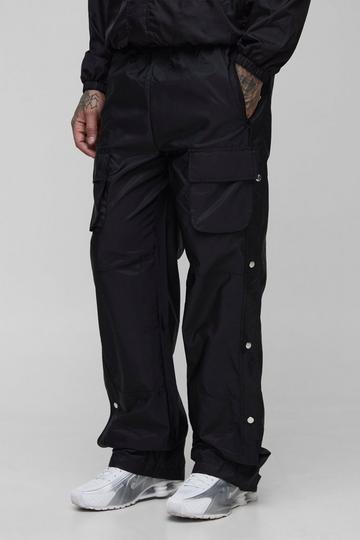 Tall Stacked Slim Fit Flared Cargo Broek Met Elastische Taille charcoal