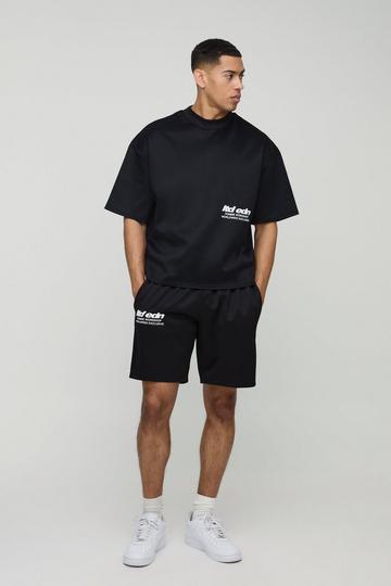 Oversized Boxy Ltd Edn Scuba Printed T-Shirt & Short Set black