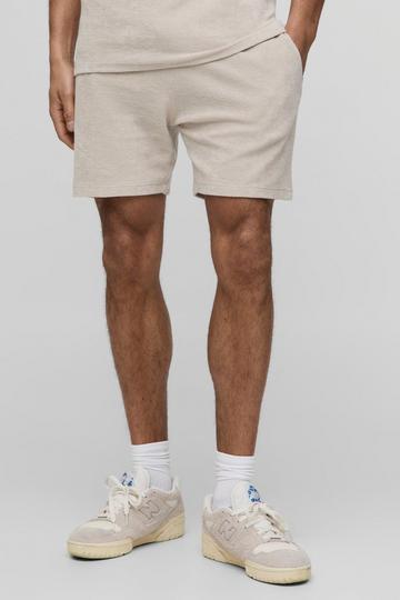 Middellange Badstoffen Slim Fit Shorts stone