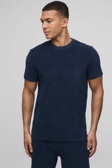 Slim Fit Towelling T-Shirt navy