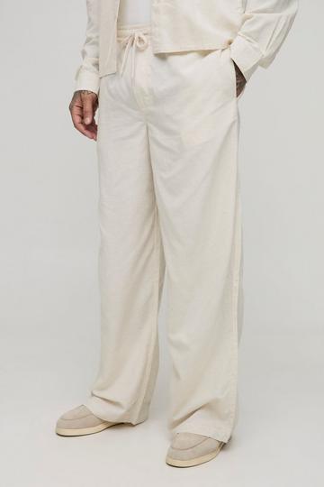 Tall Baggy Linnen Look Broek Met Elastische Taille natural
