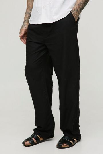 Tall Linen Look Elasticated Waist Relaxed Trousers black