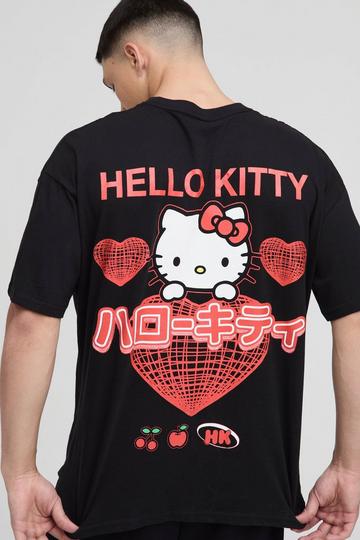 Oversized Gelicenseerd Hello Kitty Hartjes T-Shirt black