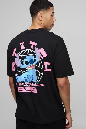 Oversized Lilo and Stitch License Printed T-Shirt black