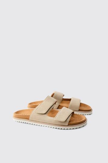 Nep Suède Sandalen Met Dubbele Bandjes En Skater Zolen cream