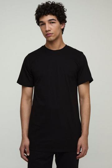 Basic Long Line T-Shirt Met Crewneck black