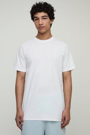 Basic Long Line T-Shirt Met Crewneck white