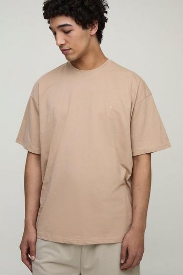 MENS. Oversized T-Shirt Met Crewneck mocha
