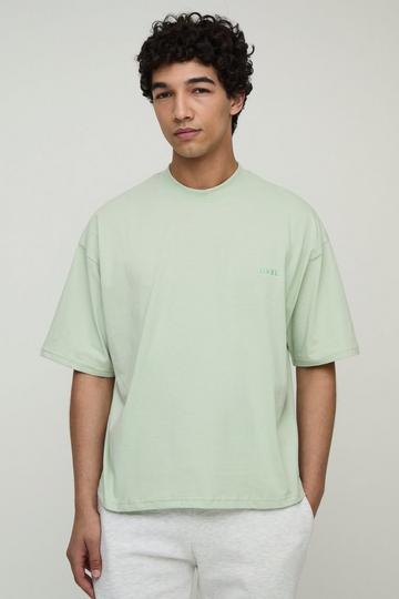 MAN. Oversized Boxy Extended Neck T-Shirt sage