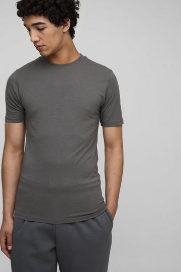 Basic Muscle Fit T-Shirt Met Crewneck charcoal
