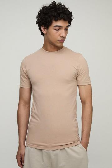 Basic Muscle Fit T-Shirt Met Crewneck mocha