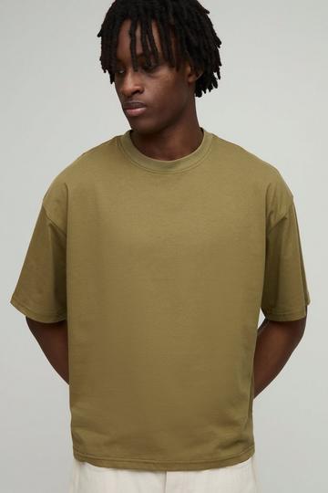 Basic Oversized Boxy Crew Neck T-shirt olive