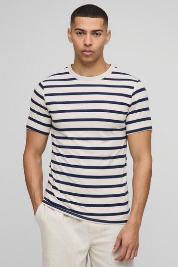 Navy Slim Fit Stripe T-Shirt