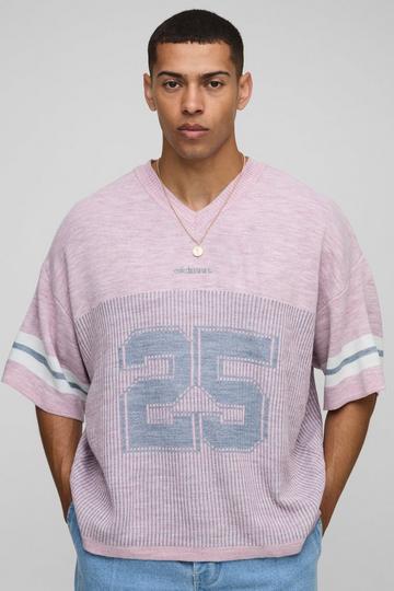 MAN Hockey Fit Jacquard Knit T-shirt pink