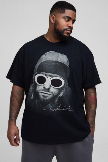 Black Plus Kurt Cobain License Print T-Shirt