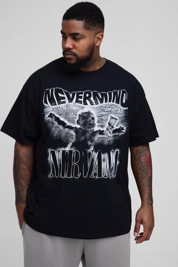 Black Plus Nirvana License Washed Print T-Shirt