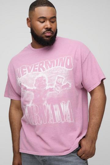 Plus Nirvana License Washed Print T-Shirt pink