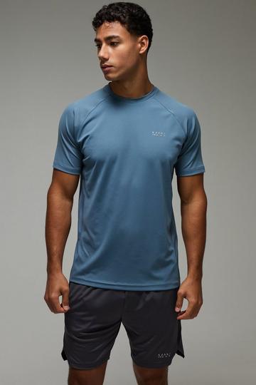 Man Active Performance T-Shirt En Shorts Set steel