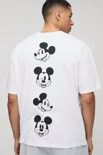Oversized Extended Neck Disney Mickey Mouse License T-Shirt white