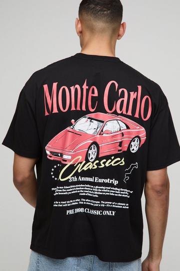 Oversized Monte Carlo T-Shirt Met Klassieke Auto black