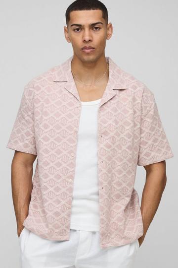 Oversized Diamond Open Weave Shirt light pink