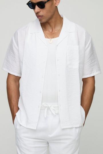 Super Oversized Half Sleeve Crinkle Viscose Shirt white