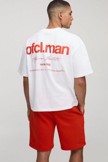 Oversized Boxy Extended Neck Ofcl Man T-Shirt and Short Set red