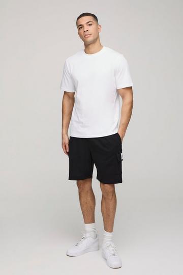 MENS. T-Shirt Met Geweven Label En Cargo Shorts Set black