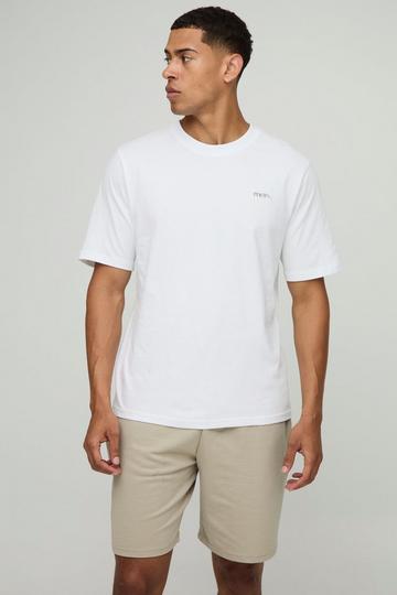 Regular Fit MAN. Embroidered T-Shirt and Short Set light khaki