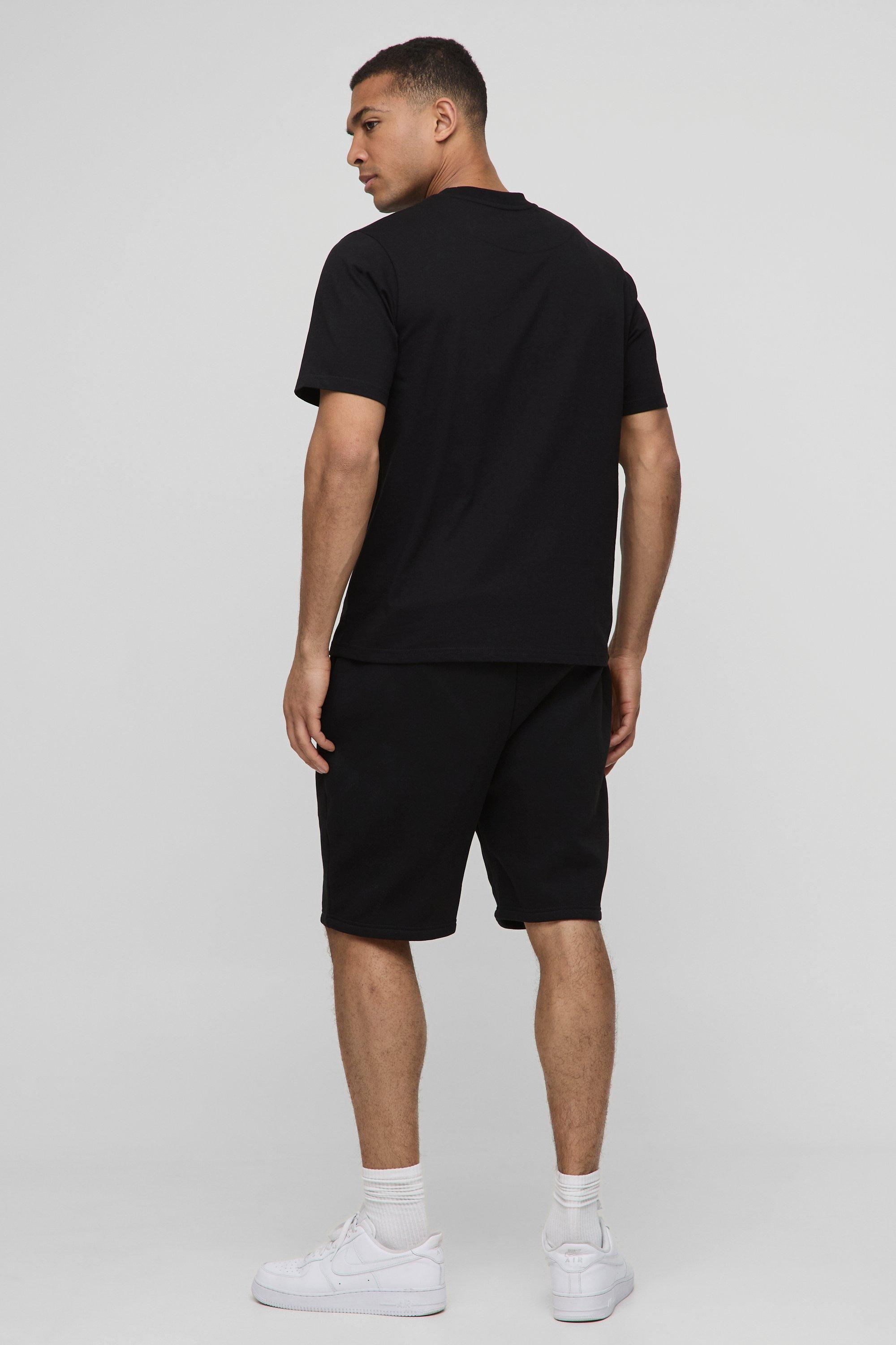Oversized Peached BM Star Embossed T-Shirt & Drop Crotch