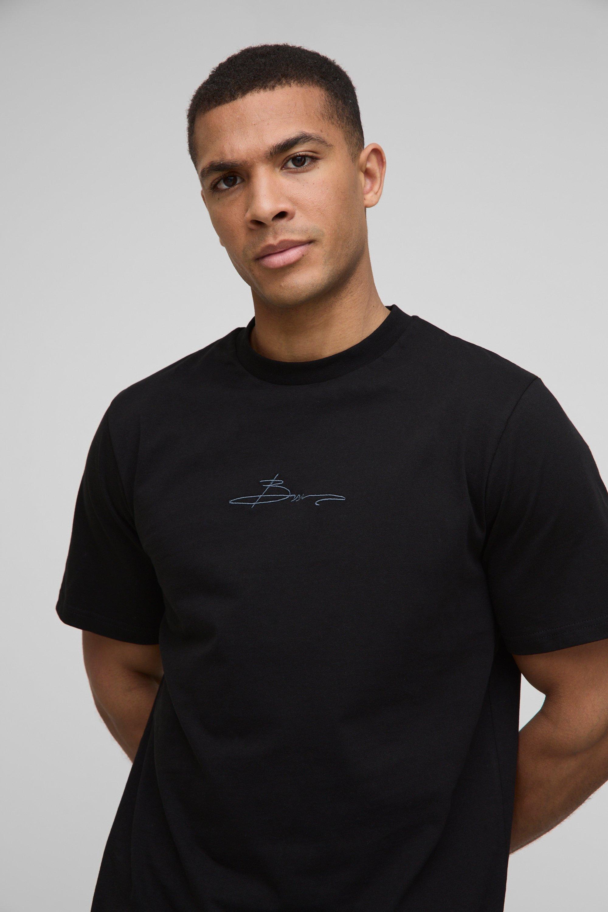 Oversized Peached BM Star Embossed T-Shirt & Drop Crotch