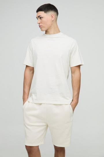 Regular Fit BM Signature T-Shirt & Short Set ecru