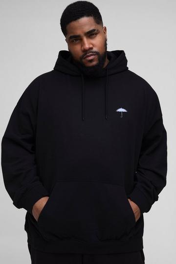 Black Plus Embroidered Umbrella Hoodie