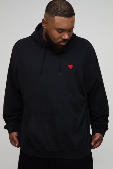 Plus Heart Embroidered Hoodie black