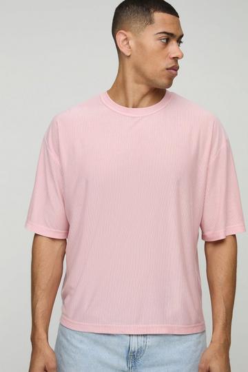 Oversized Boxy Fine Stripe T-Shirt pink